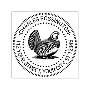 Tampon Auto-encreur Perdrix Vintage Oiseau de Chasse #3 Nom Adresse de