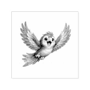 Tampon Auto-encreur Perroquet mignon aux grands yeux Oiseau coloré heu