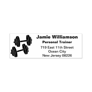 Tampon Auto-encreur Personal Trainer Dumbbell Adresse de retour