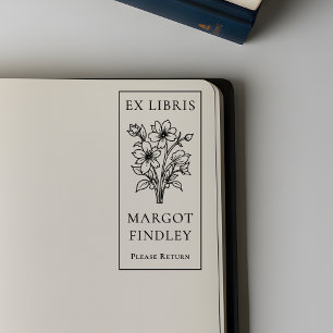 Tampon Auto-encreur Personnalisé Moderne Élégant Floral Ex Libris Plaq