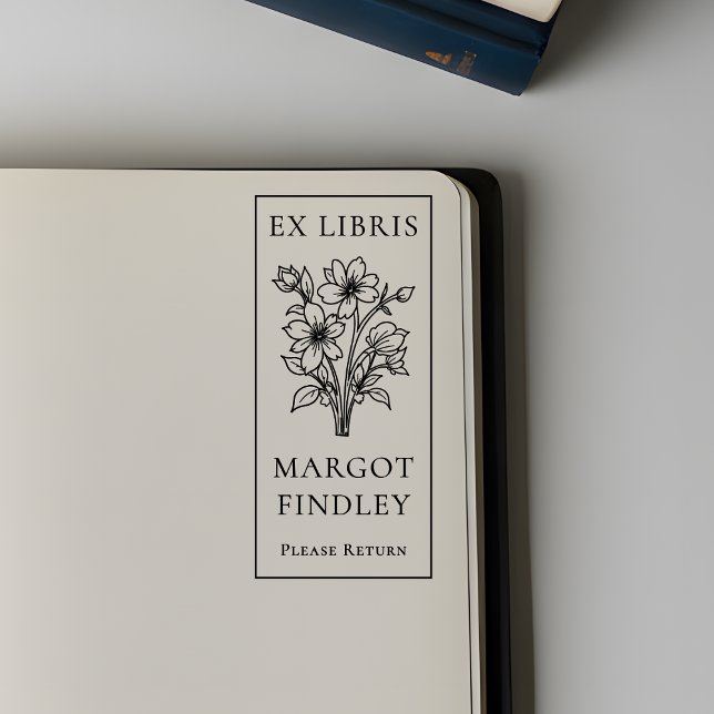 Tampon Auto-encreur Personnalisé Moderne Élégant Floral Ex Libris Plaq (Créateur téléchargé)