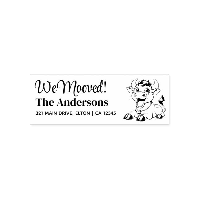 Tampon Auto-encreur Personnaliser l'adresse de retour de vache (Design)