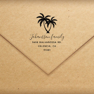 Tampon Auto-encreur Personnaliser Votre Famille Modern Beach Adresse D