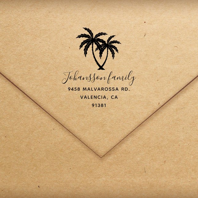 Tampon Auto-encreur Personnaliser Votre Famille Modern Beach Adresse D (Créateur téléchargé)