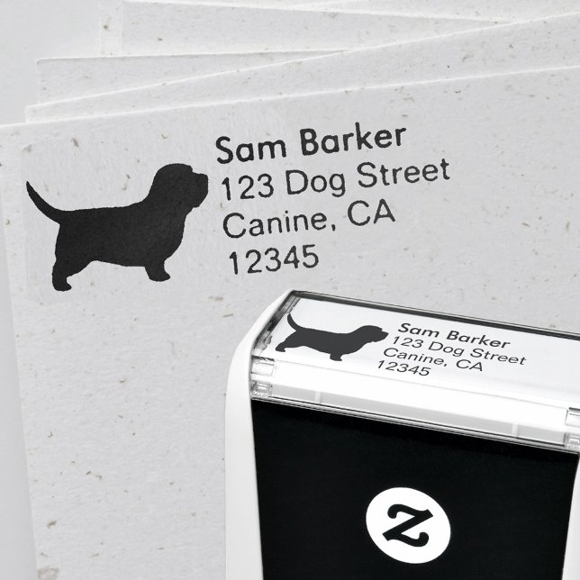 Tampon Auto-encreur Petit Basset Griffon Vendeen PBGV Adresse de retou (Créateur téléchargé)