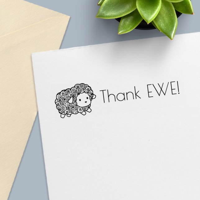 Tampon Auto-encreur Petit mouton à manteau bouclé Merci Ewe (You) (Créateur téléchargé)