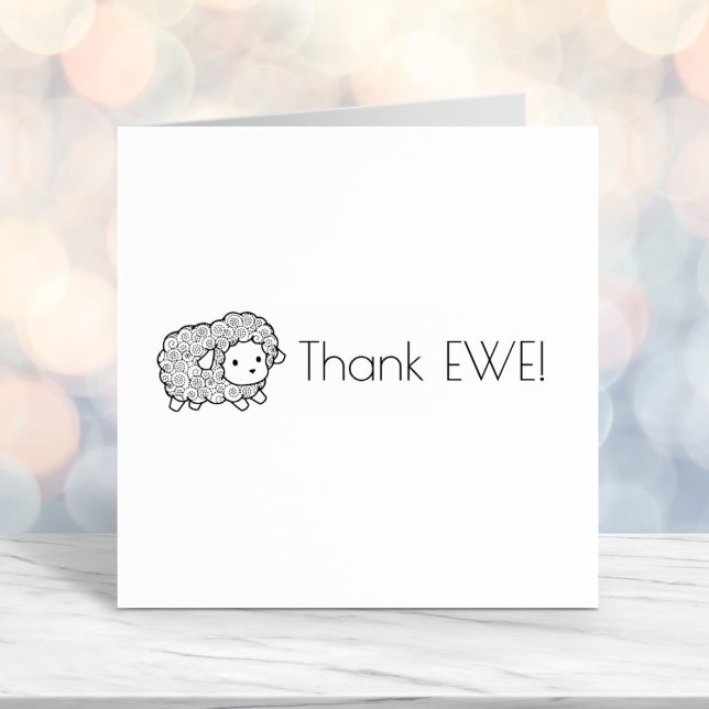 Tampon Auto-encreur Petit mouton à manteau bouclé Merci Ewe (You) (Créateur téléchargé)