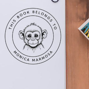 Tampon Auto-encreur Petit Singe Bébé Ce Livre Appartient Au Nom De L'E