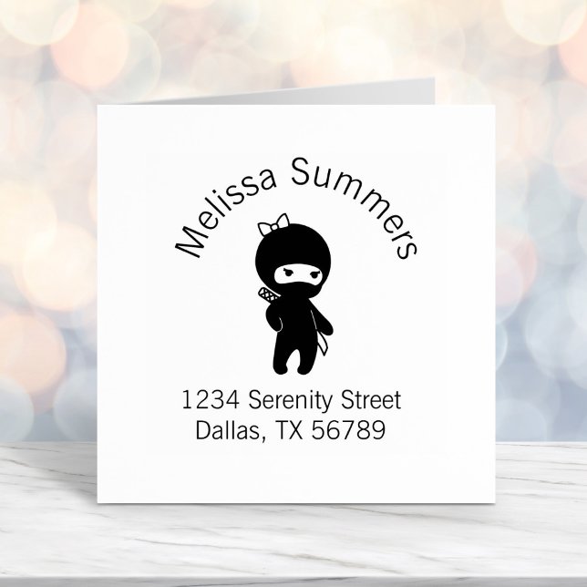 Tampon Auto-encreur Petite Ninja Girl Address (Créateur téléchargé)