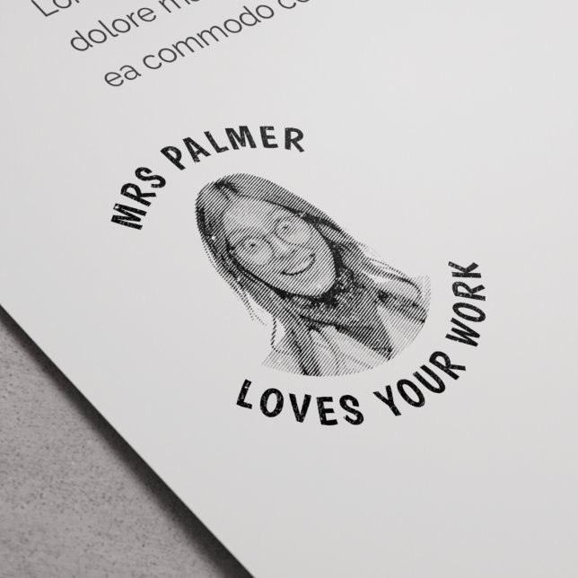 Tampon Auto-encreur Photo personnalisée du visage de l'enseignant appr (Créateur téléchargé)