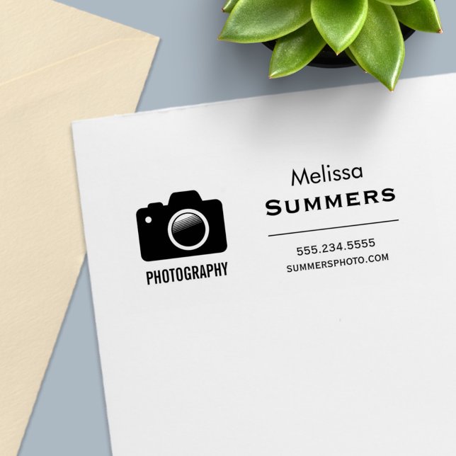 Tampon Auto-encreur Photographie de caméra - Photographe Coordonnées (Créateur téléchargé)