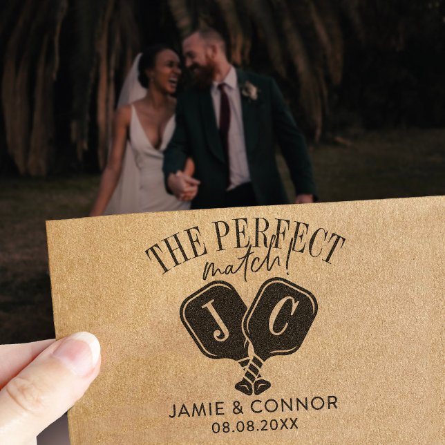 Tampon Auto-encreur Pickleball The Perfect Match Wedding Save the Date (Créateur téléchargé)