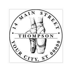 Tampon Auto-encreur Pieds de Ballerina sur la pointe #1 Nom Adresse de