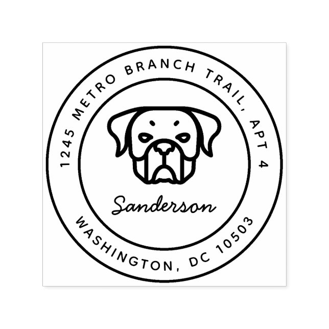 Tampon Auto-encreur Piège à roulettes Adresse de retour de chien (Design)