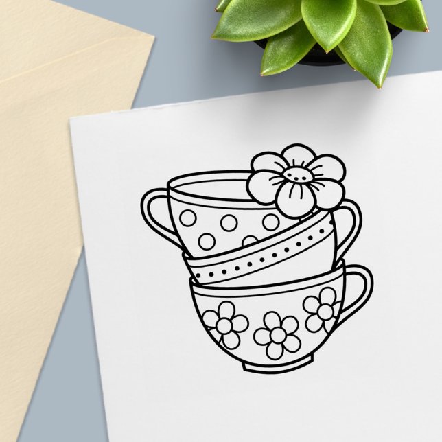 Tampon Auto-encreur Pile de tasses (Créateur téléchargé)