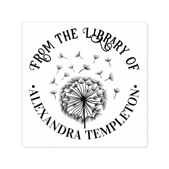 Tampon Auto-encreur Pissenlit simple, graines au vent Nom du livre de  (Design)