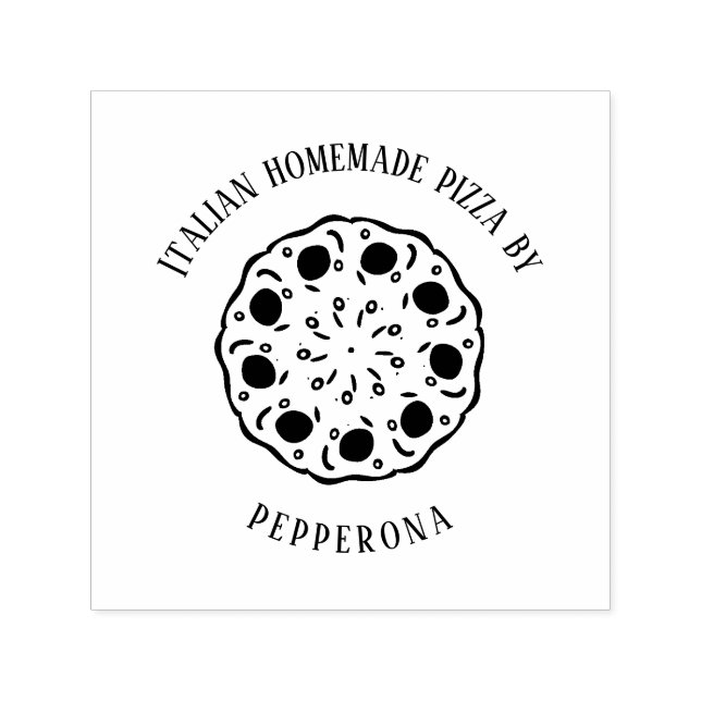 Tampon Auto-encreur pizza pepperoni commerce de texte personnalisé (Design)