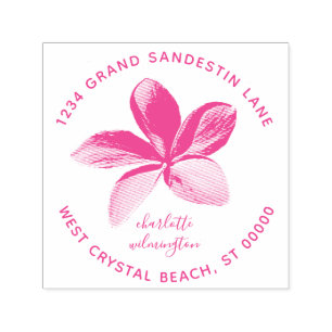 Tampon Auto-encreur Plage Plumeria Floral Créer Propre Adresse De Ret
