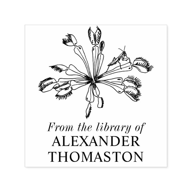 Tampon Auto-encreur Plante piège de Vénus Mante Bibliothèque Nom du li (Design)