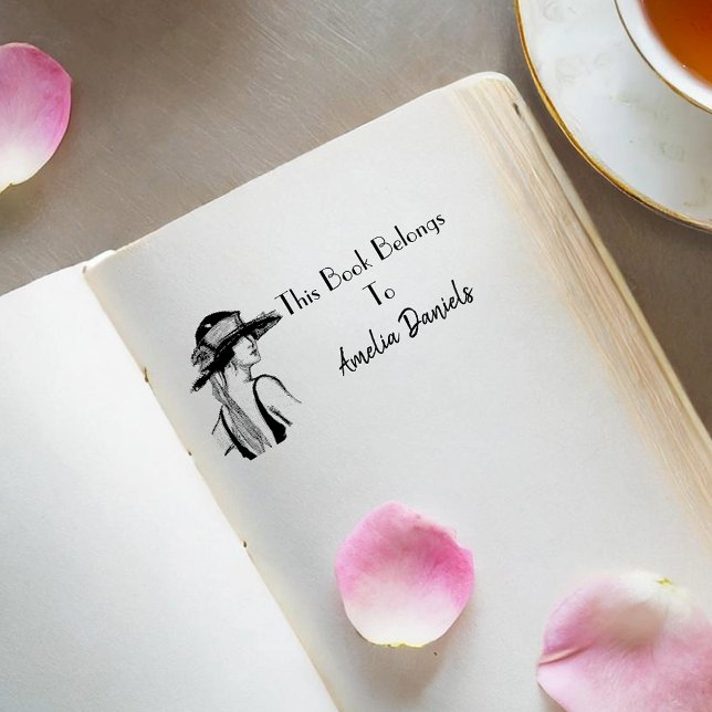 Tampon Auto-encreur Plaque d'enregistrement Flapper Girl Monogram 1920 (Créateur téléchargé)