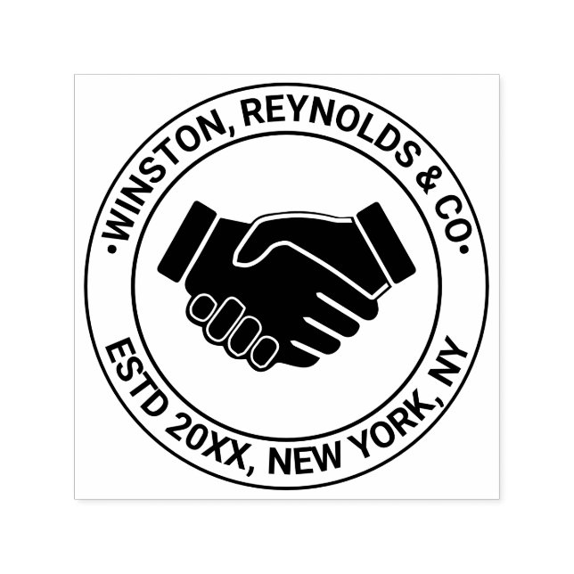 Tampon Auto-encreur Poignée de main Entreprise Professionnel Nom Date  (Design)