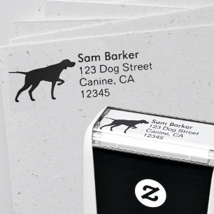 Tampon Auto-encreur Pointer Chien race Silhouette Adresse de retour Se