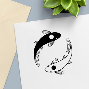 Tampon Auto-encreur Poisson Yin Yang Noir et Blanc