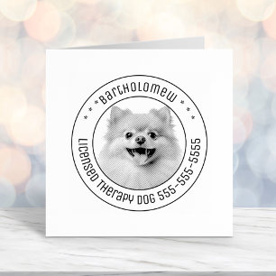 Tampon Auto-encreur Pomeranian Chien Animaux de Compagnie photo Round