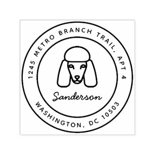 Tampon Auto-encreur Poodle Chien Adresse de retour Timbre auto-allumag