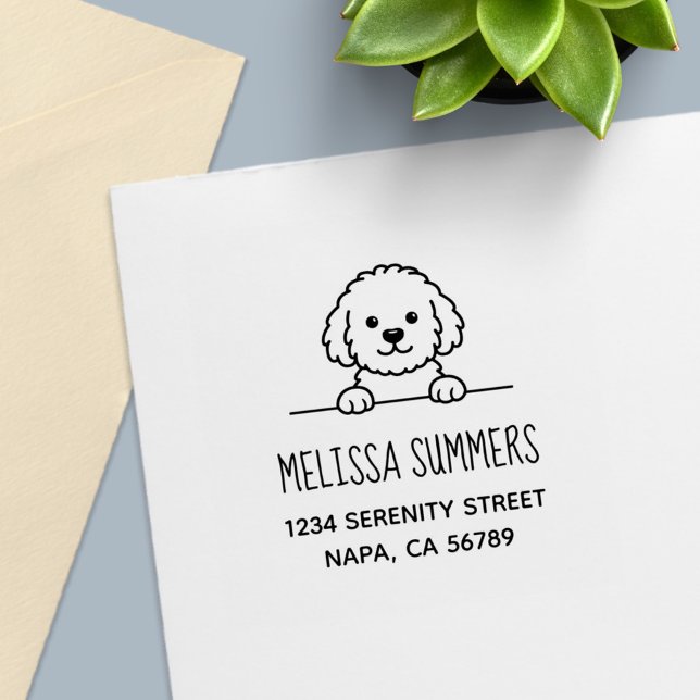 Tampon Auto-encreur Poodle Mix Dog Doodle Pet Address (Créateur téléchargé)