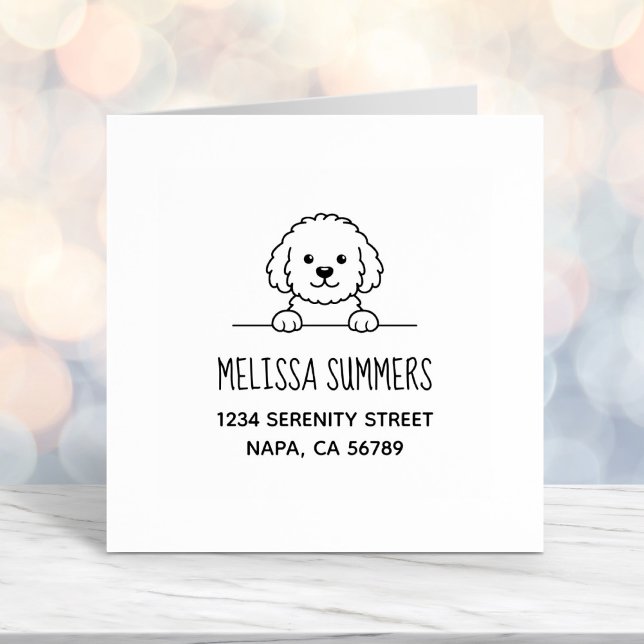 Tampon Auto-encreur Poodle Mix Dog Doodle Pet Address (Créateur téléchargé)