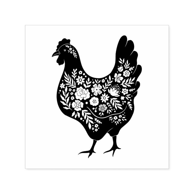 Tampon Auto-encreur Poulet floral (Design)