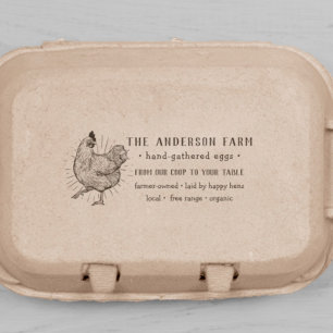 Tampon Auto-encreur Poulet Rustique & Type Écrit à la Main Œufs Fraî