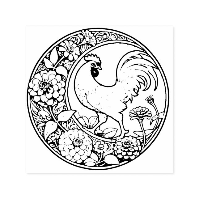 Tampon Auto-encreur Poulet Vintage                                    (Design)