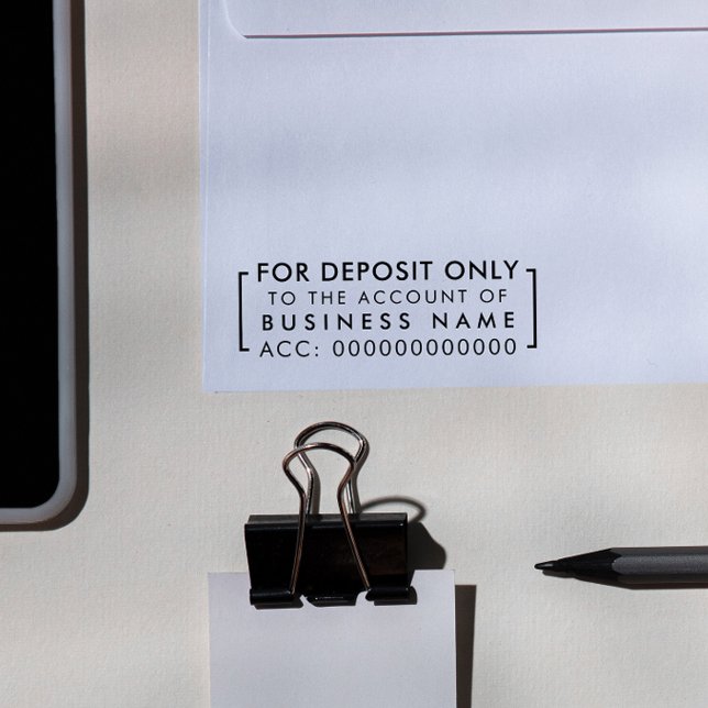 Tampon Auto-encreur Pour dépôt uniquement | Compte bancaire simple (Rubber Stamp Mock-up)