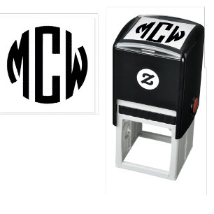 Tampon Auto-encreur Préppy 3 Monogramme circulaire initial encadré 2X