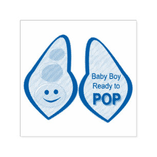 Tampon Auto-encreur Prêt à faire Pop Baby Boy Baby shower de pois bleu