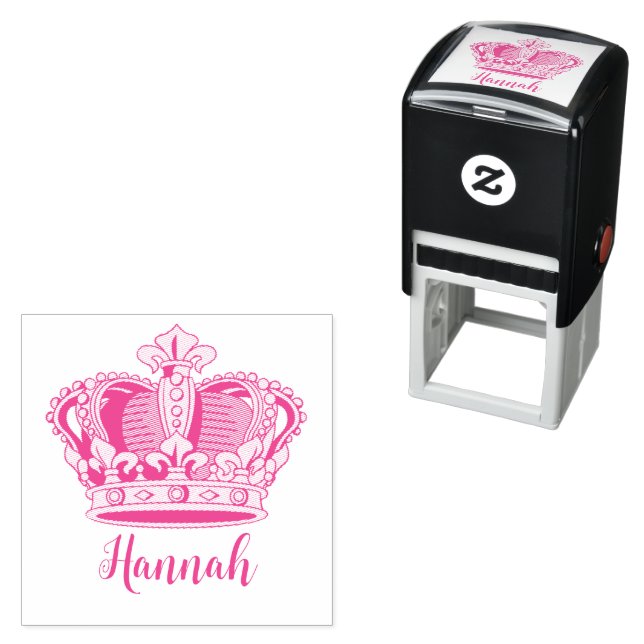 Tampon Auto-encreur Princess Queen Crown personnalisable (En situation)