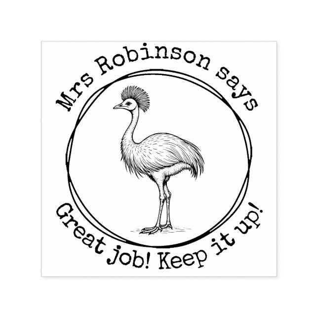 Tampon Auto-encreur Professeur personnalisé Cassowary Excellent Travai (Design)