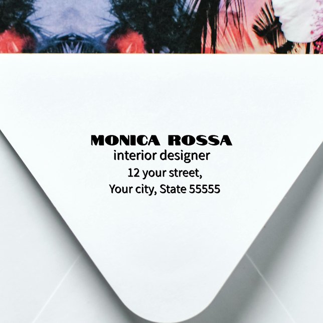 Tampon Auto-encreur Professionnel Simple Moderne Neon Rose Noir (Créateur téléchargé)