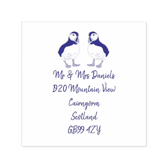 Tampon Auto-encreur Puffin M. & Mme Adresse de retour (Design)