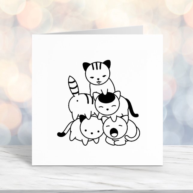 Tampon Auto-encreur Pyramide des chats - Groupe de chats (Créateur téléchargé)