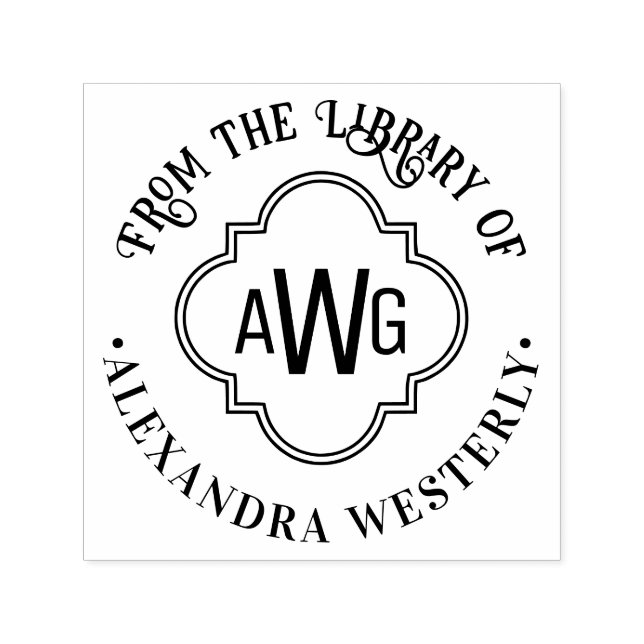 Tampon Auto-encreur Quatrefoil marocain 3 Bibliothèque initiale Nom du (Design)