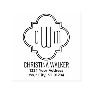 Tampon Auto-encreur Quatrefoil marocain 3 Nom initial # Adresse de réi