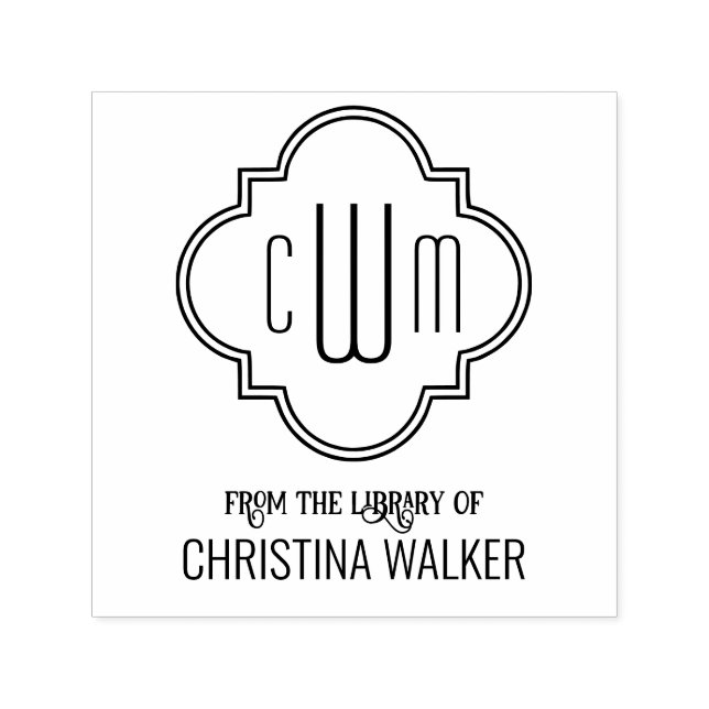 Tampon Auto-encreur Quatrefoil marocain 3 Nom initial No 2 Livre de la (Design)