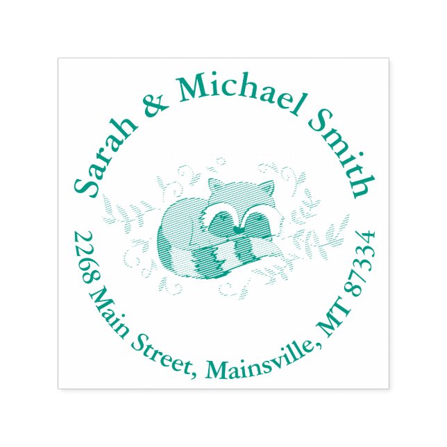 Tampon Auto-encreur Raccoon Baby shower Bois Animaux (Design)