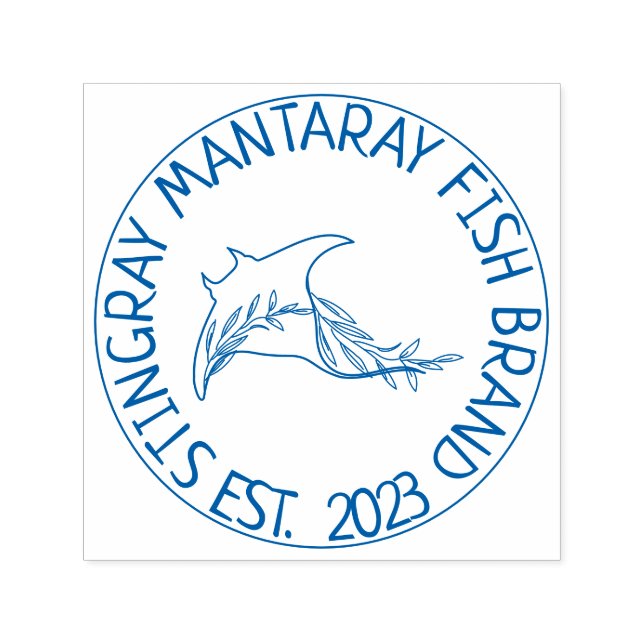 Tampon Auto-encreur Raie manta de poisson floral dangereux (Design)