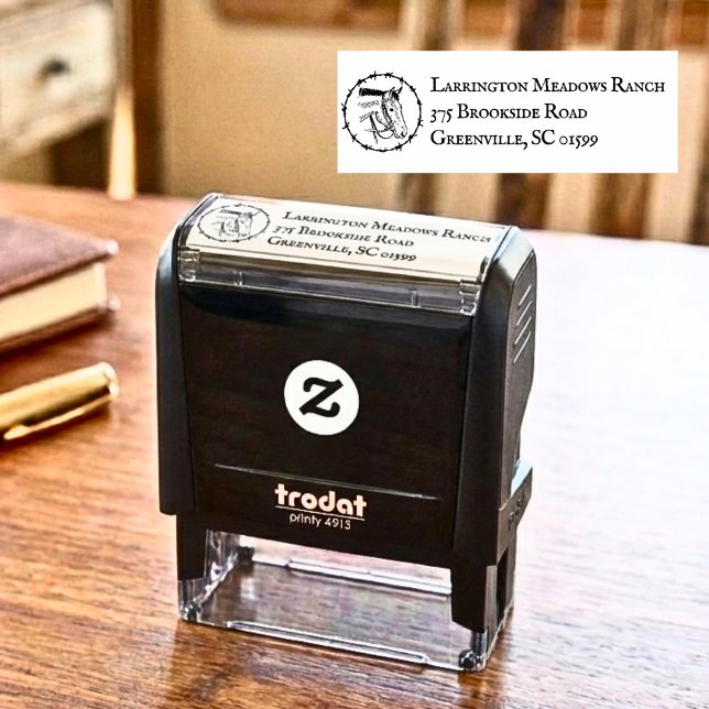 Tampon Auto-encreur Ranch Business avec Barbed Wire Horse Logo (Créateur téléchargé)