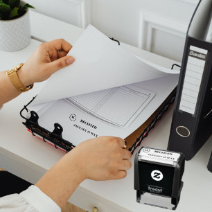 Tampon Auto-encreur REÇU Nom Date Monogramme Encre Verte Entreprise