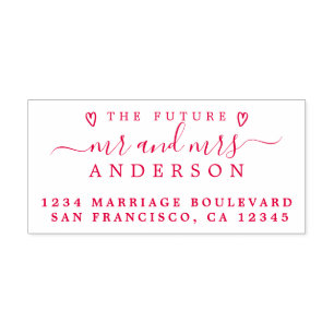 Tampon Auto-encreur Red Script Future M. Mme Mariage Adresse de retour